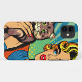 Cartoon Comic Pop Art Vrouwen en Kat Gepersonalise Case-Mate iPhone Case (Achterkant (horizontaal))