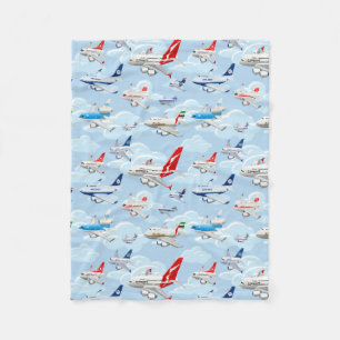 Cartoon commerciële burgervliegtuigen naadloos pat fleece deken