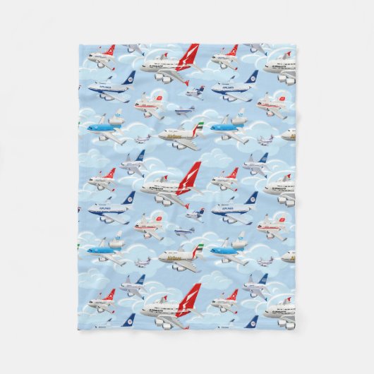 Cartoon commerciële burgervliegtuigen naadloos pat fleece deken (Voorkant)