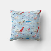 Cartoon commerciële vliegtuigen naadloos patroon kussen (Achterkant)