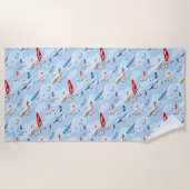 Cartoon Commerciële Vliegtuigen Naadloze Patroon F Strandlaken (Voorkant)