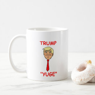 Cartoon confronteert Trump met Stropdas - "Yuge" Koffiemok