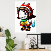 Cartoon cool buitenaards meisje | AI Art Poster (Thuiskantoor)