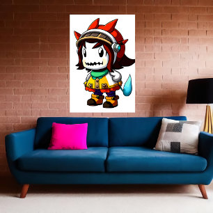Cartoon cool buitenaards meisje   AI Art Poster