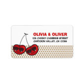 Cartoon Cool Party Cherries Twins Birthday Adres Etiket (Voorkant)