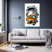 Cartoon Cool Robot Boy | AI Art Poster