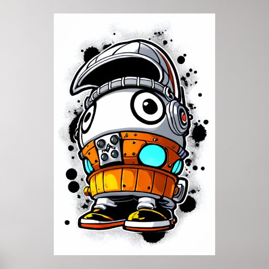 Cartoon Cool Robot Boy | AI Art Poster (Voorkant)