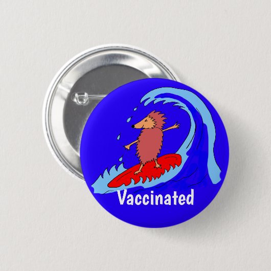 Cartoon Cool Surf Ronde Button 5,7 Cm (Voorkant /achterkant)