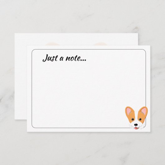Cartoon Corgi Custom Just a Note Notitiekaartje (Voorkant / Achterkant)