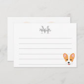 Cartoon Corgi Custom Lined Monogram Notitiekaartje (Voorkant / Achterkant)