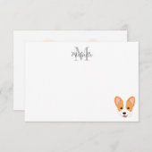 Cartoon Corgi Custom Monogram Notitiekaartje (Voorkant / Achterkant)