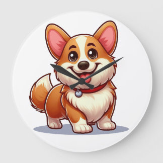 Cartoon Corgi Grote Klok
