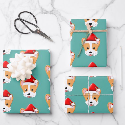 Cartoon Corgi Kerstkerstkerstkerstkerstkerstkerstk Inpakpapier Vel (Voorkant)