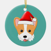 Cartoon Corgi Kerstkerstkerstkerstkerstkerstkerstk Keramisch Ornament (Voorkant)