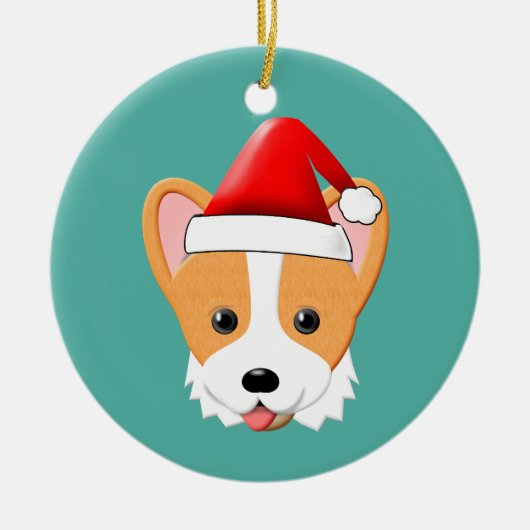 Cartoon Corgi Kerstkerstkerstkerstkerstkerstkerstk Keramisch Ornament (Voorkant)