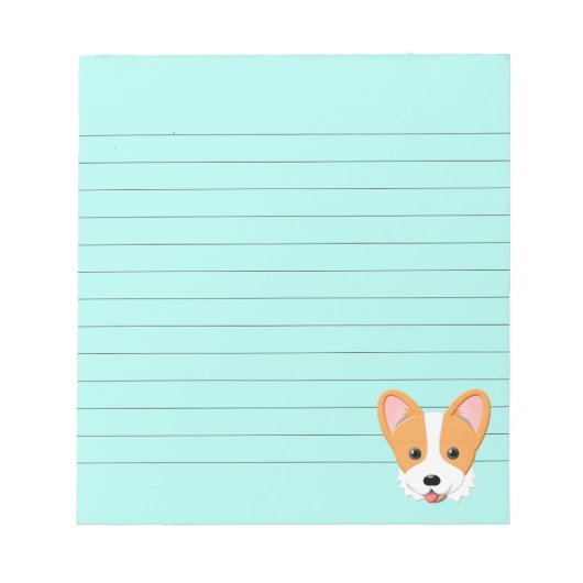 Cartoon Corgi Lined Notitieblok (Voorkant)