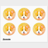 Cartoon Corgi Painting Ronde Sticker (Vel)
