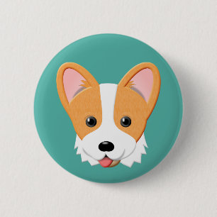 Cartoon Corgi Ronde Button 5,7 Cm