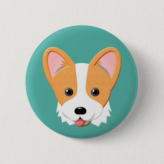 Cartoon Corgi Ronde Button 5,7 Cm (Voorkant)