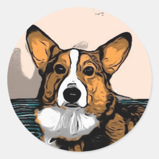 Cartoon Corgi Ronde Sticker