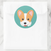 Cartoon Corgi Ronde Sticker (Tas)