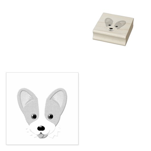 Cartoon Corgi Rubberstempel (Gestempeld)