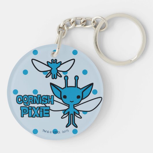 Cartoon Cornish Pixie Character Art Sleutelhanger (Achterkant)