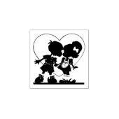 Cartoon Couple in Love with Heart Rubberstempel (Afrduk)