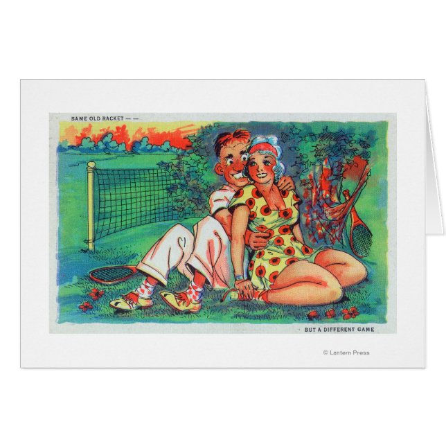 Cartoon Couple met Tennis Gear (Voorkant Horizontaal)