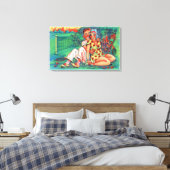 Cartoon Couple met Tennis Gear Canvas Afdruk (Insitu (Slaapkamer))