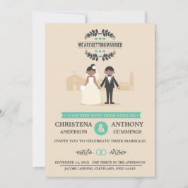 Cartoon Couple Wedding Invitation (LAA) Kaart
