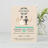 Cartoon Couple Wedding Invitation (LAA) Kaart (Staand voorkant)