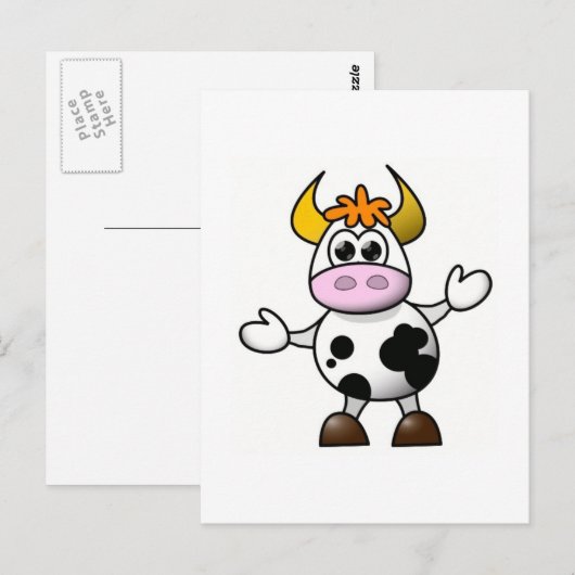 Cartoon Cow Briefkaart (Voorkant / Achterkant)