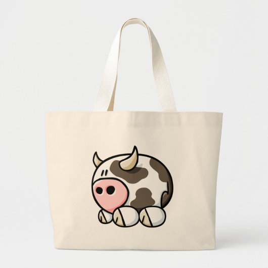 Cartoon Cow Grote Tote Bag (Voorkant)