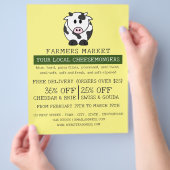 Cartoon Cow, kaaswinkelier Reclame Flyer (Hand)