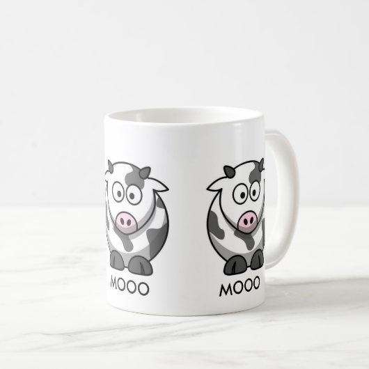 Cartoon Cow MOOO (3x rond) Koffiemok (Voorkant rechts)