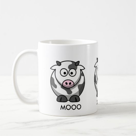 Cartoon Cow MOOO (3x rond) Koffiemok (Links)