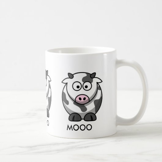 Cartoon Cow MOOO (3x rond) Koffiemok (Rechts)