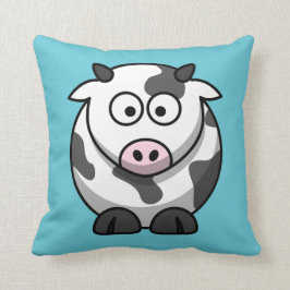 Cartoon Cow op Aqua Kussen
