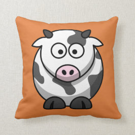 Cartoon Cow op Sinaasappel Kussen