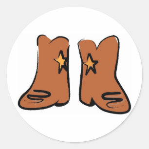 Cartoon Cowboy Boots Ronde Sticker
