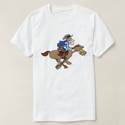 Cartoon Cowboy Gallops Fast Animated Horse T-shirt (Design voorkant)