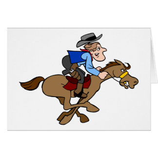 Cartoon Cowboy Gallops Fast Horse