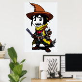 Cartoon cowboy heks | AI Art Poster (Thuiskantoor)
