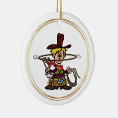 Cartoon Cowboy met Rope Ornament (Rechts)