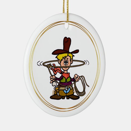 Cartoon Cowboy met Rope Ornament (Rechts)