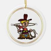 Cartoon Cowboy met Rope Ornament (Voorkant)