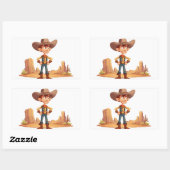 Cartoon Cowboy Rechthoekige Sticker (Vel)