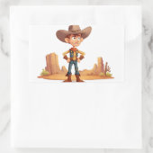 Cartoon Cowboy Rechthoekige Sticker (Tas)