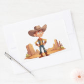 Cartoon Cowboy Rechthoekige Sticker (Envelop)